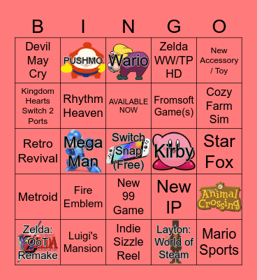 NINTENDO DIRECT BINGO 2026 Bingo Card