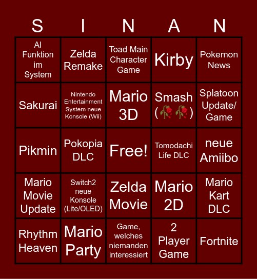 Nintendo Direct Juni 2026 Bingo Card