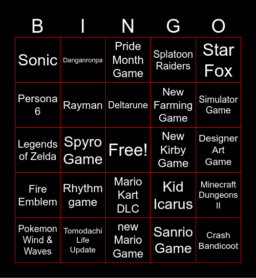 Predictions Bingo Card