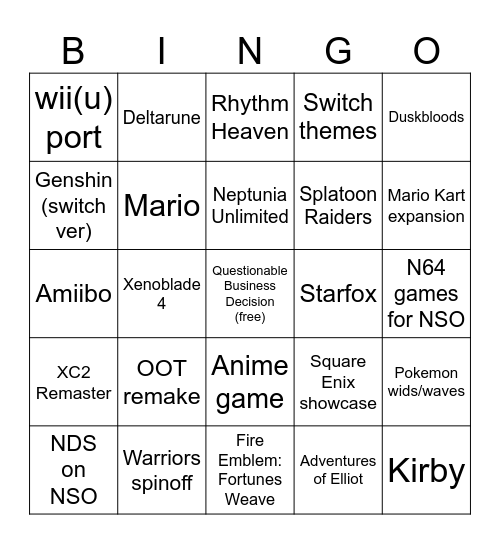 June 2026 Direct Bingo Card