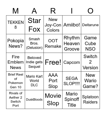 Nintendo Direct June 2026 Bingo Card