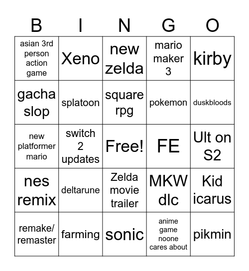 direct Bingo Card