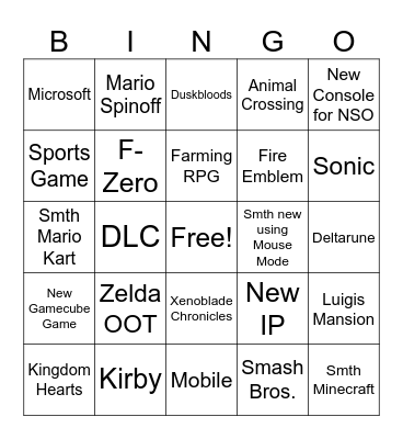 Nintendo Direct June 2026 Bingo Card