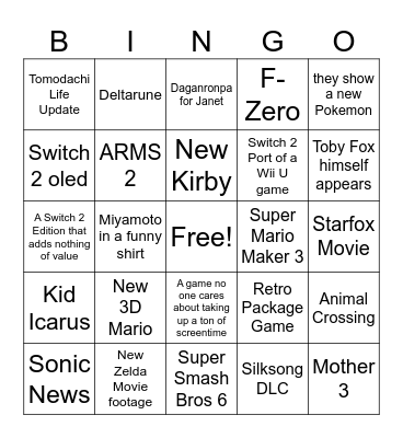 Ninbingo Direct Bingo Card