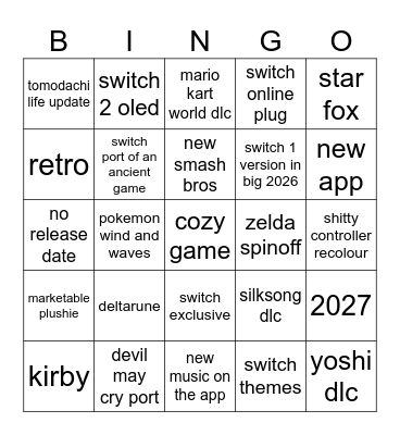 nintendo direct bingo Card