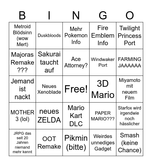 Direkt juhu Bingo Card