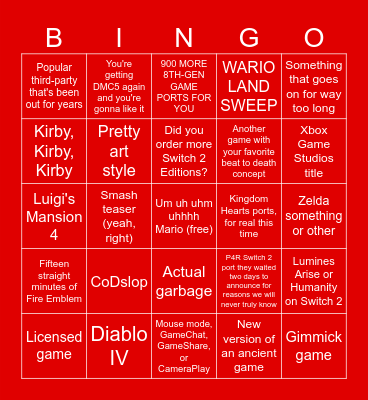Funny number direct Bingo Card