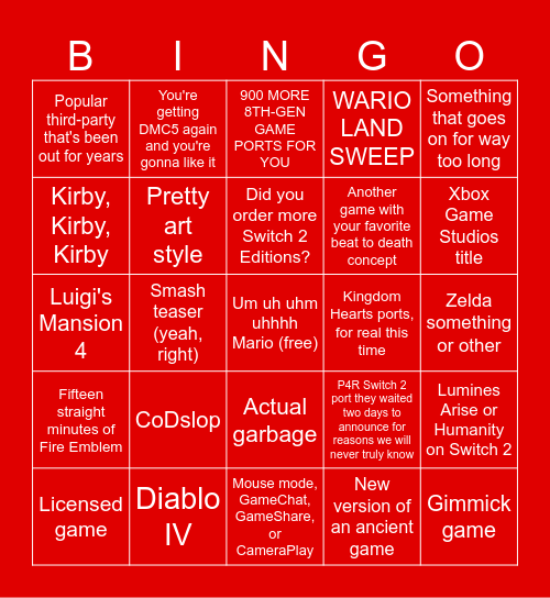 Funny number direct Bingo Card