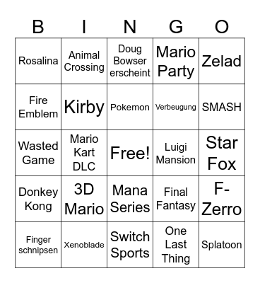 Nintendo Direct 06.2026 Bingo Card