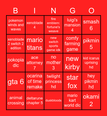 nin tendo director Bingo Card