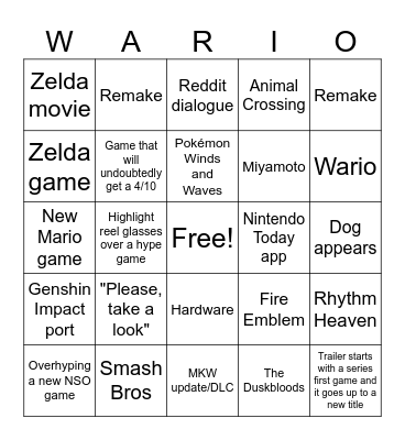 Geoff does what Nintendon't Bingo Card