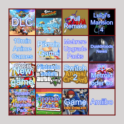 Nintendo Direct 09.06.2025 Bingo Card