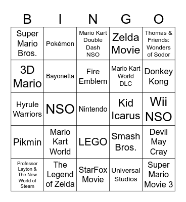 Nintendo Direct June 2026 Bingo Card