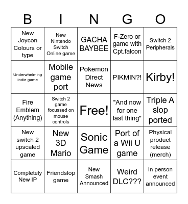 Direct 2026 Bingo Card