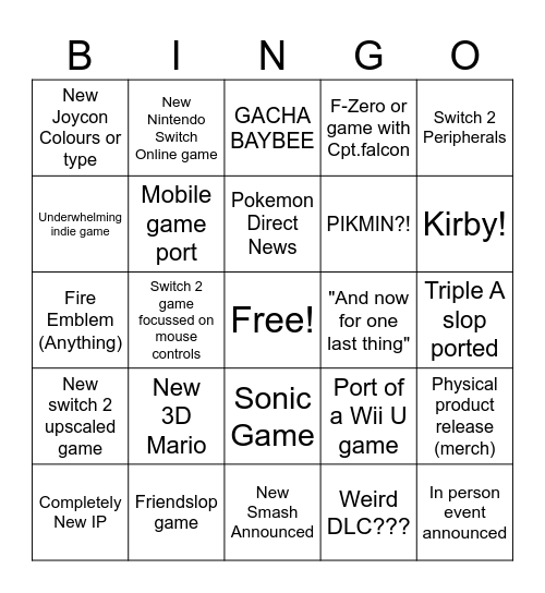 Direct 2026 Bingo Card