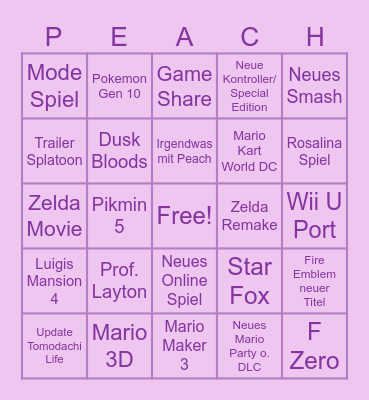 Nintendo Direct Bingo Card