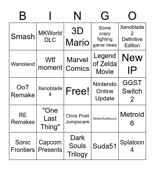 The big one Bingo Card