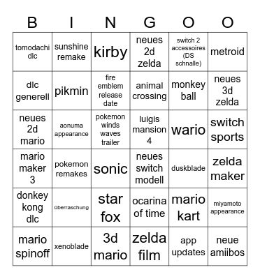 jiggo bingo Card