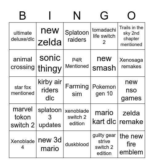 Direct Bingo Card