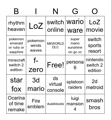 First Nintendo Direct in a decade 09062026 Bingo Card