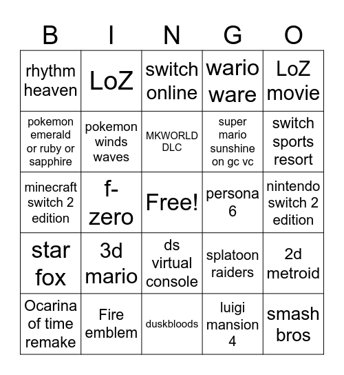 First Nintendo Direct in a decade 09062026 Bingo Card