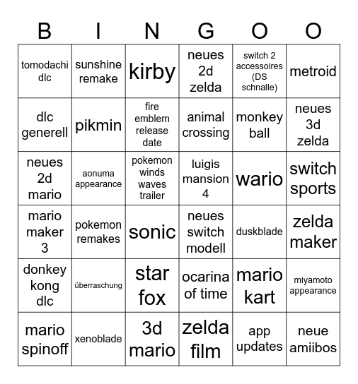 jiggo bingo Card