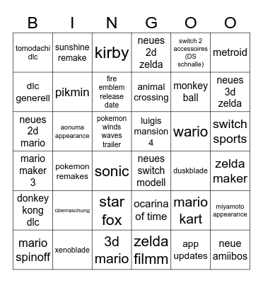 jiggo bingo Card