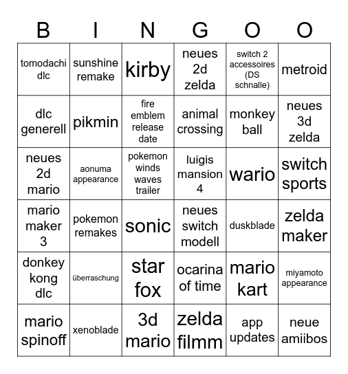 jiggo bingo Card