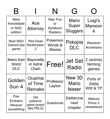 Switch 2 aint got no games Bingo Card
