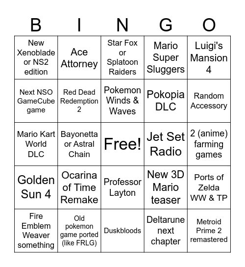 Switch 2 aint got no games Bingo Card