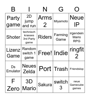 Switch Direkt Bingo Card