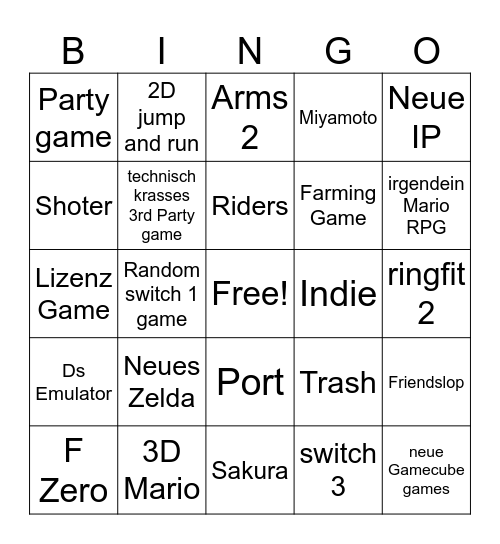 Switch Direkt Bingo Card
