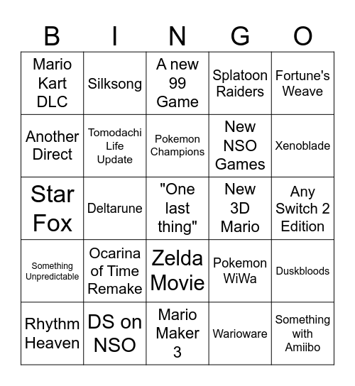 June Direct Bingo Card