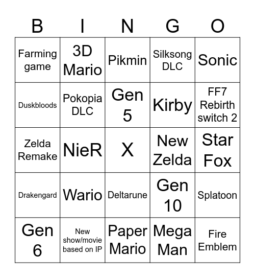 The mario galaxy 3 direct Bingo Card