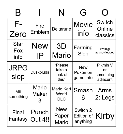 Untitled Bingo Card