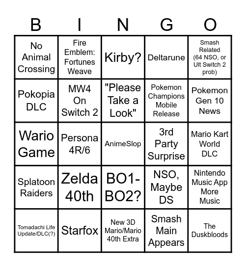 Direct 6/9/26 Bingo Card