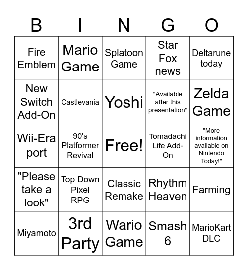 June 9th Direct Bingo Card
