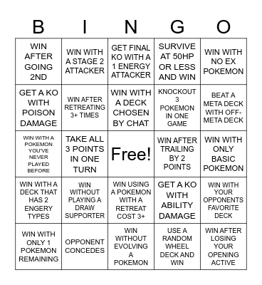 POKEMON POCKET BATTLE Bingo Card