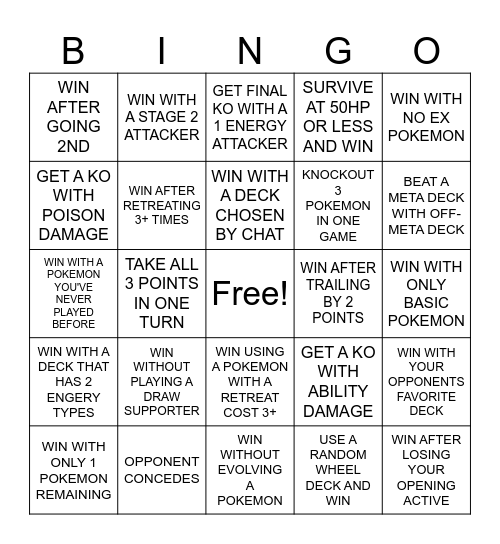 POKEMON POCKET BATTLE Bingo Card