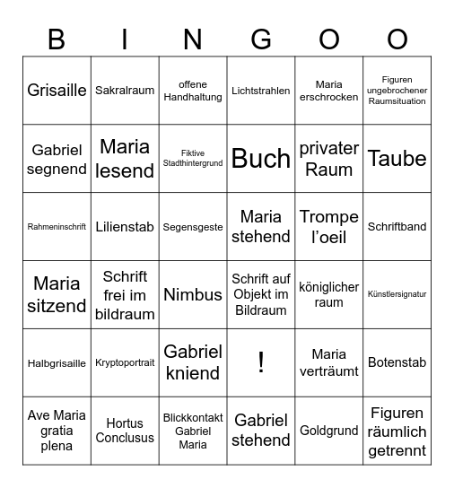 Verkündigungsbingo Card