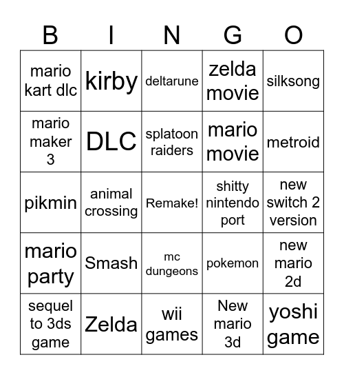 caca direct Bingo Card