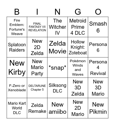 Nintendo Direct — June 9 Bingo Card