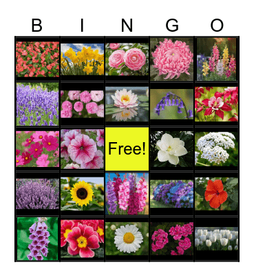 FLOWERS Bingo Card