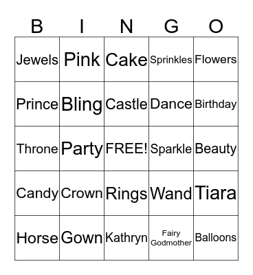 Princes Bingo Card