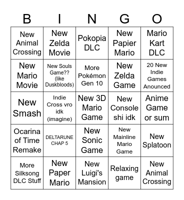 Nintendo Direct 09/06/2026 Bingo Card