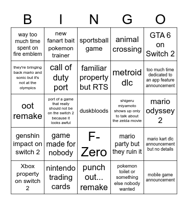 direct Bingo Card