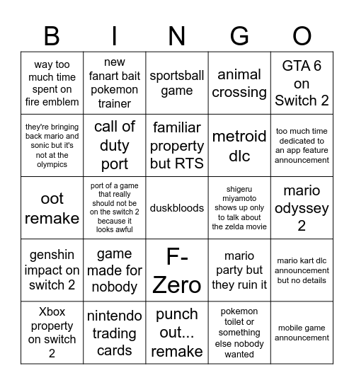 direct Bingo Card