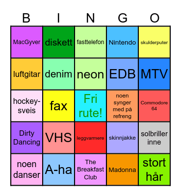 Nettskolens 80-tallsbingo Card