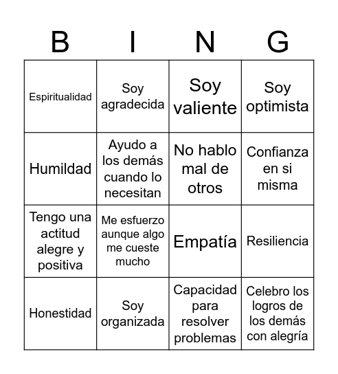 Bingo de Fortalezas Bingo Card