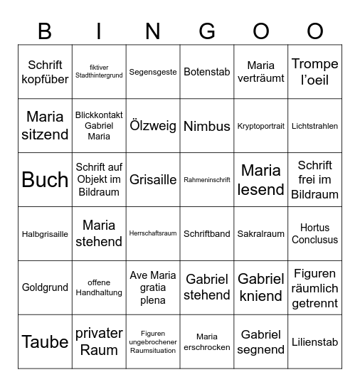 Verkündigungsbingo Card